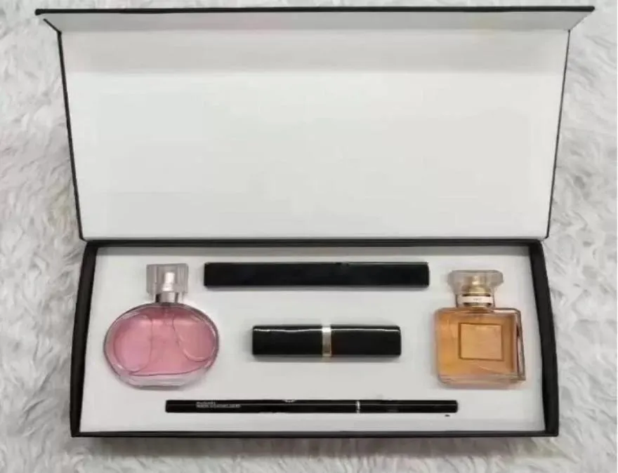 أعلى 5 في 1 مكياج هدايا مجموعة العطور التجميل مجموعة ماسكارا كحل شفاه Parfum Kit7689703