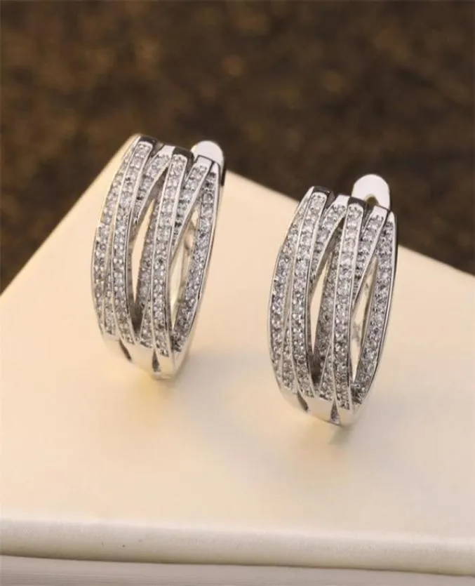 ins top بيع المجوهرات الأزياء 925 Sterling Silver Pave White الياقوت CZ الأحجار الكريمة الماس الحزب الحزب نساء الإناث مقطع الزفاف earrin4166469