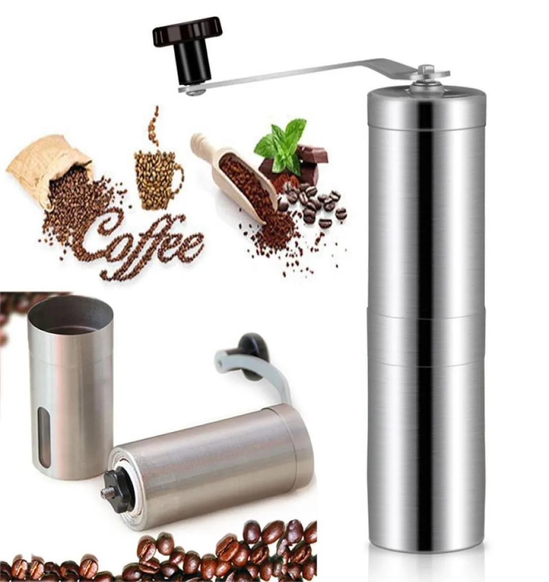 Manuell kaffekvarnböna konisk burrfabrik för fransk pressbar rostfritt stålpeppar Mills köksverktyg DHL WX914645328039