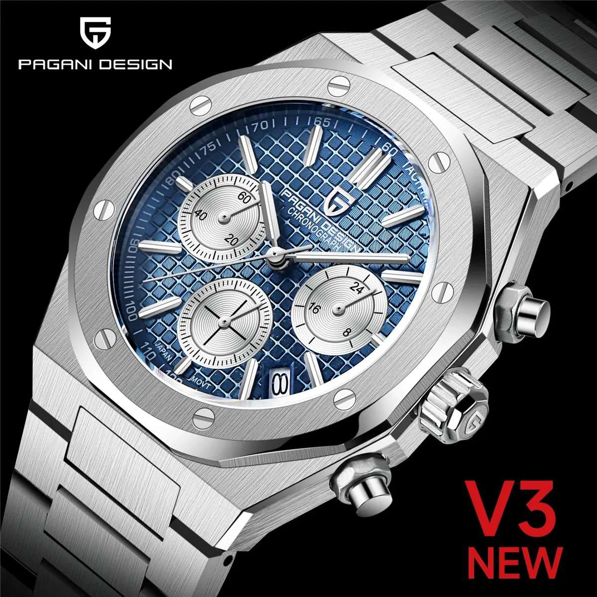 PAGANI Design montres à Quartz pour hommes saphir acier inoxydable chronographe 200m montre de sport étanche Reloj Hombre 231228