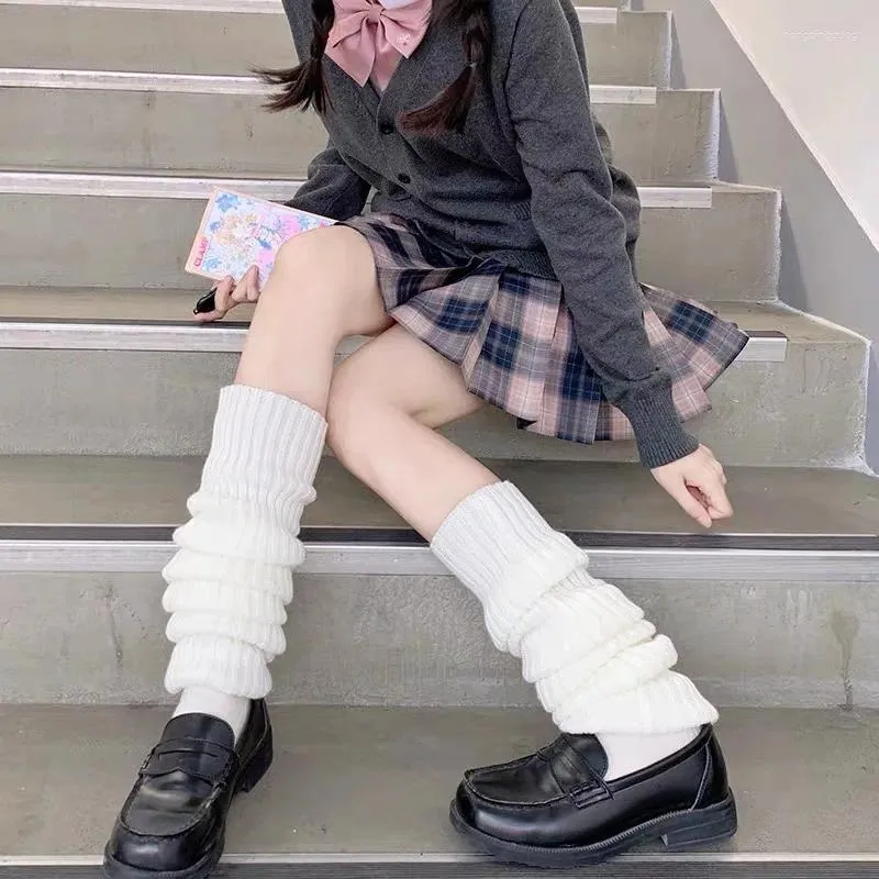 Vrouwen Sokken Japanse Lolita Hoop Lang Gebreid Voor Winter Voet Cover Y2k Punk Gothic Gehaakte Boot Manchetten