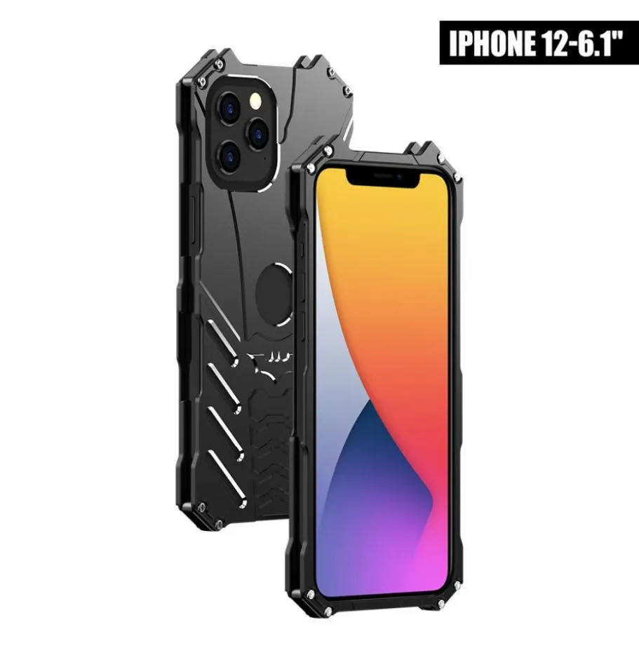 RJUST Metalltelefonhüllen für iPhone 14 13 12 Mini 11 Pro Max XR X Aluminium stoßfeste Abdeckung Rüstung Antiklopf-Mobiltelefon3906557