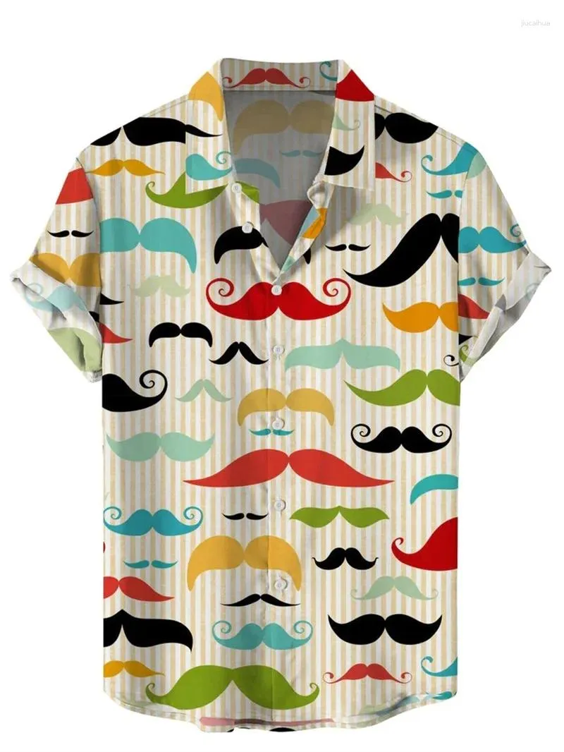 Chemises décontractées pour hommes moustache hawaïenne 2023 été 3D imprimé vacances plage vêtements vintage femmes chemisier à revers chemise unie