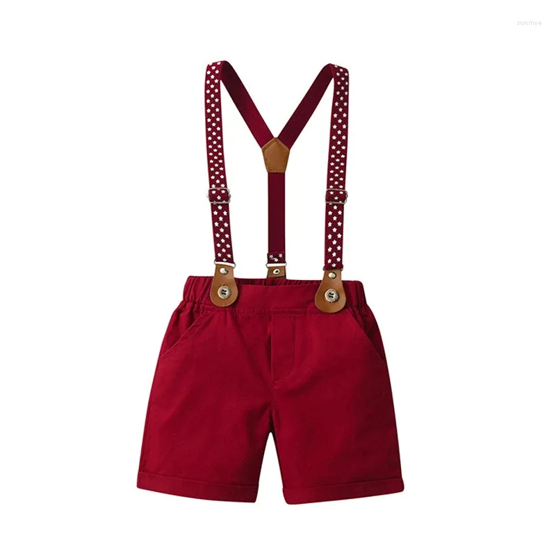 Ensembles de vêtements pour bébés garçons, tenues d'été, chemise à manches courtes avec nœud papillon, ensemble short pour bébé