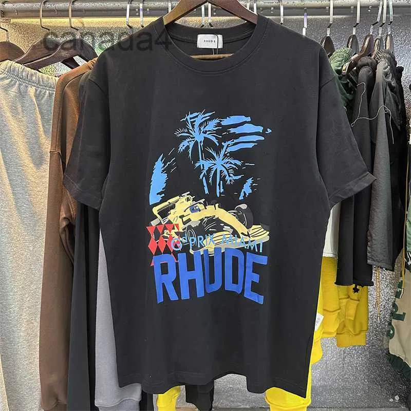 T-shirt da uomo Estate Rhude Uomo Donna Casual Coppia T-shirt Racing Stampa t-shirt Manica corta con etichette Abbigliamento anime{category}7rpd{category}ckzh T2SR