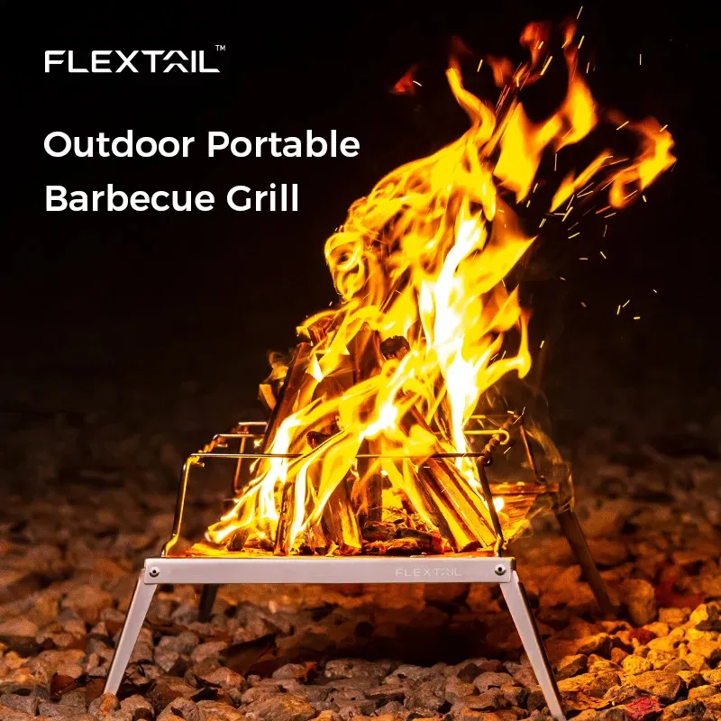 Flextailgear Outdoor Camping Barbecue Portable Folding BBQ Grill Heating Stoves Grill Rack Net Firewood Stove 231227