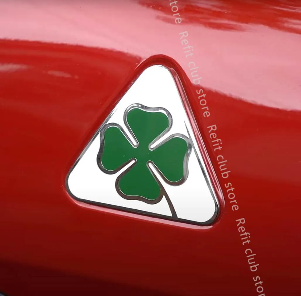 1 paire d'autocollants de décoration de garde-boue en aluminium, trèfle à quatre feuilles pour Alfa Romoe Giulia Stelvio, autocollants extérieurs, accessoires de voiture 1741132