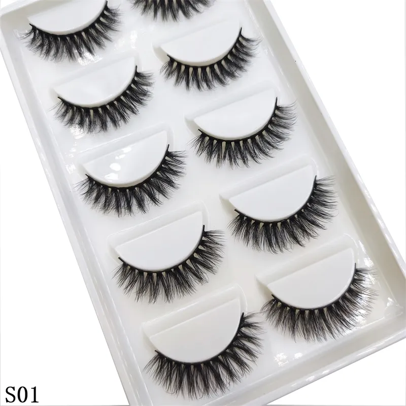 5 paires de cils 3D naturels épais faux cils de vison doux faux cils vaporeux maquillage Cilios 231227