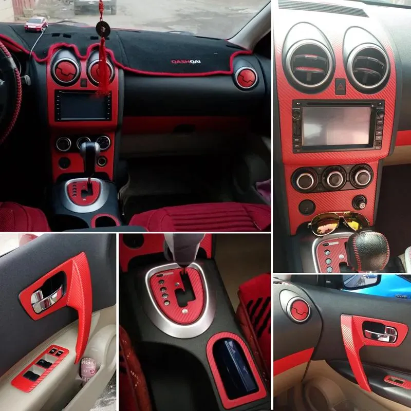 Adesivos CarStyling 3D / 5D Fibra de carbono Interior do carro Console central Mudança de cor Moldagem Adesivo Decalques para Nissan Qashqai j10 20062015