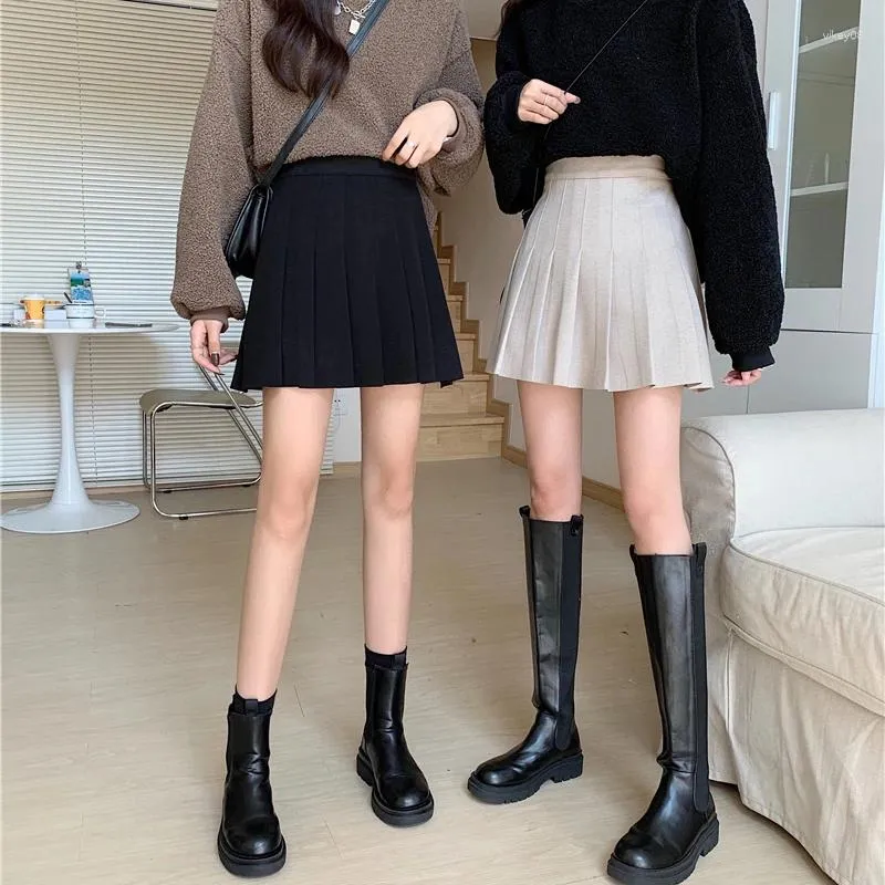 Kjolar koreanska mode kvinnor en linje veckad minikjol elastiska midjekläder y2k kläder japanska harajuku kawaii streetwear 2024