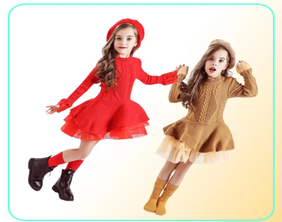 Зимнее платье для маленьких девочек, детские платья для девочек, рождественское праздничное платье-пачка с длинными рукавами, вязаная одежда для маленьких девочек 8T9672262