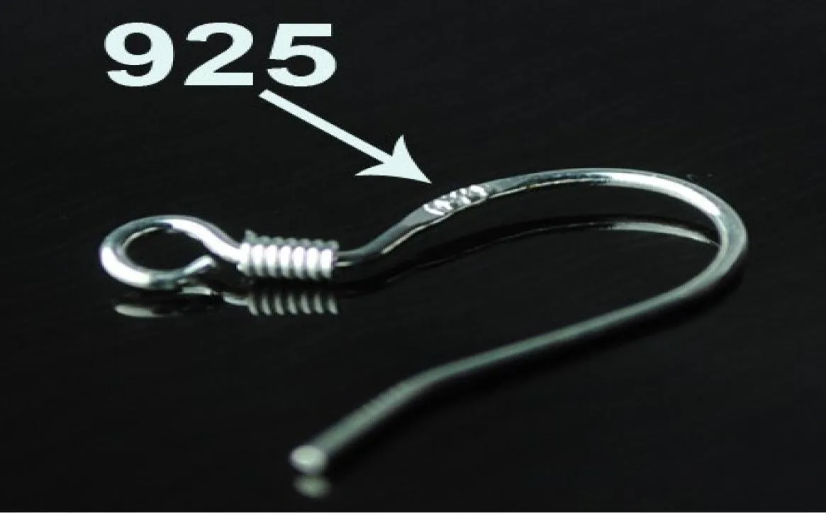 Hot Sale 925 Sterling Silver Earring Fynd Fish Hooks Smycken DIY Ear Hook Fit örhängen för smycken Making Bulk Bulk Lots3892130