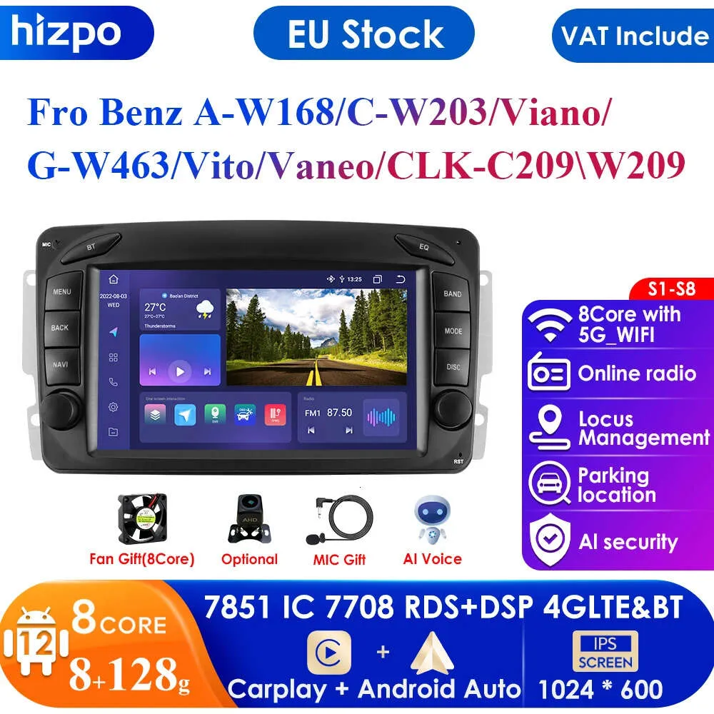 W168 Android Android Auto Carplay Radio Pour Mercedes Benz CLK C209 W209 W203 W463 ...