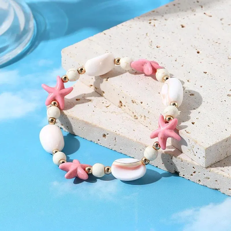 Strand Starfish Beaded Bracelet For Women Girls Casual Beach Vacation Gift Fashion Jewelry Accessories CB023