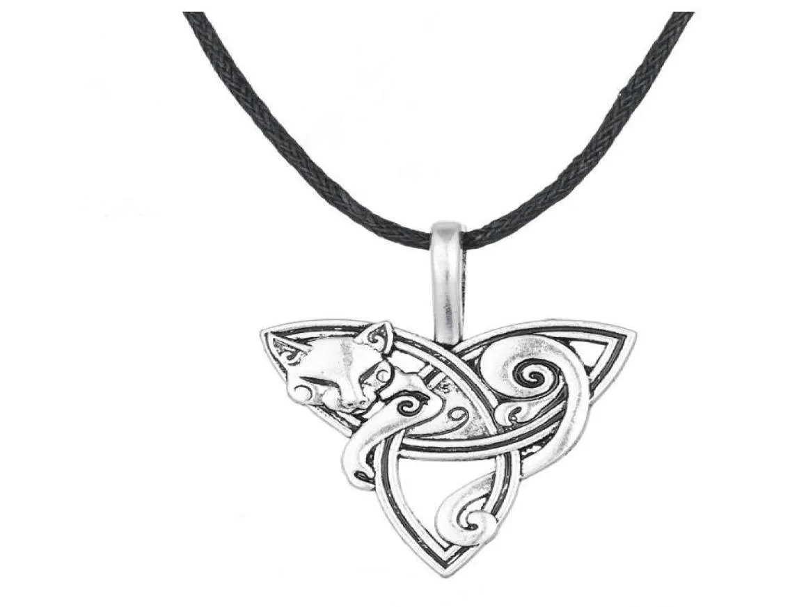 JF064 Viking vintage religieus dier Vos charme Driehoek holle hanger vrouwen ketting amulet touw kettingen hele8402231