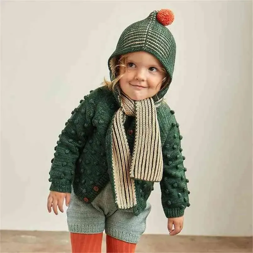 يلف Misha و Puff Toddler Boys Girls Cheknit Divel with Hat Baby Absy Winter Winter Brand Kids 210619