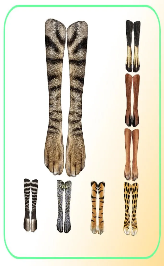 Chaussettes en coton léopard tigre drôle pour femmes, Animal heureux Kawaii unisexe Harajuku mignon décontracté haute cheville chaussette femme Party6418449