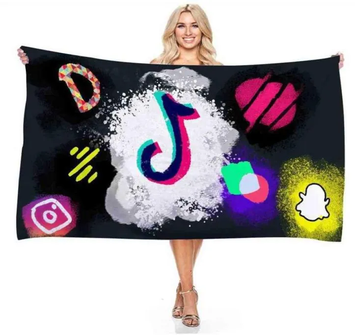 150*75cm Tik Tok Letters Printed Kids Blanket Summer Children's Grils Beach Towel Bath Long Towelsブランケット卸売G71F4401767965