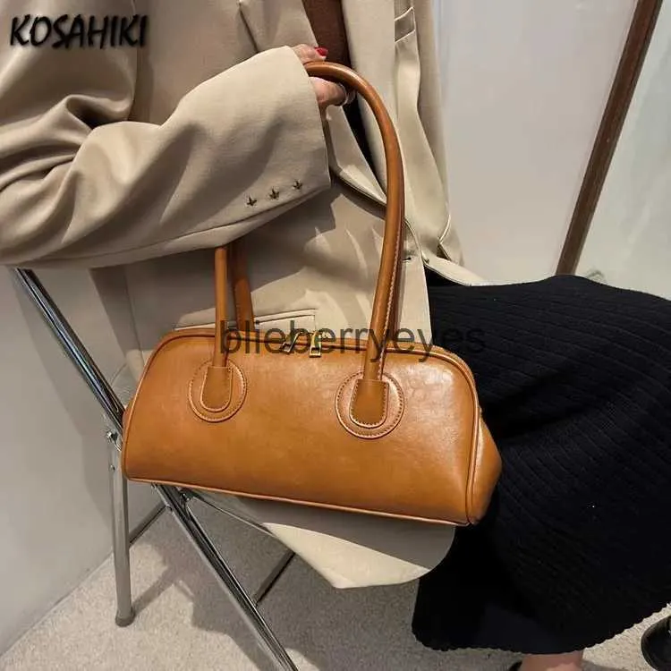 Bolsas de ombro moda coreana na moda feminina bolsas vintage casual todos os jogos elegante senhora do escritório simples y2k sólido axilas bagblieberryeyes