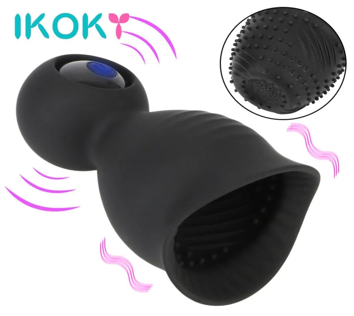 Ikoky Cockring Glans Vibrator 9 Modes Penis Massager Master Masturbation Men for Men Delated Ejaculation Cock Trainer Ring5907454