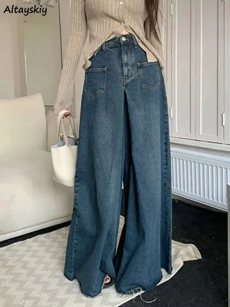 S-4XL Jeans Women Vintage Loose High Weist الأنيق الشارع الأنيق