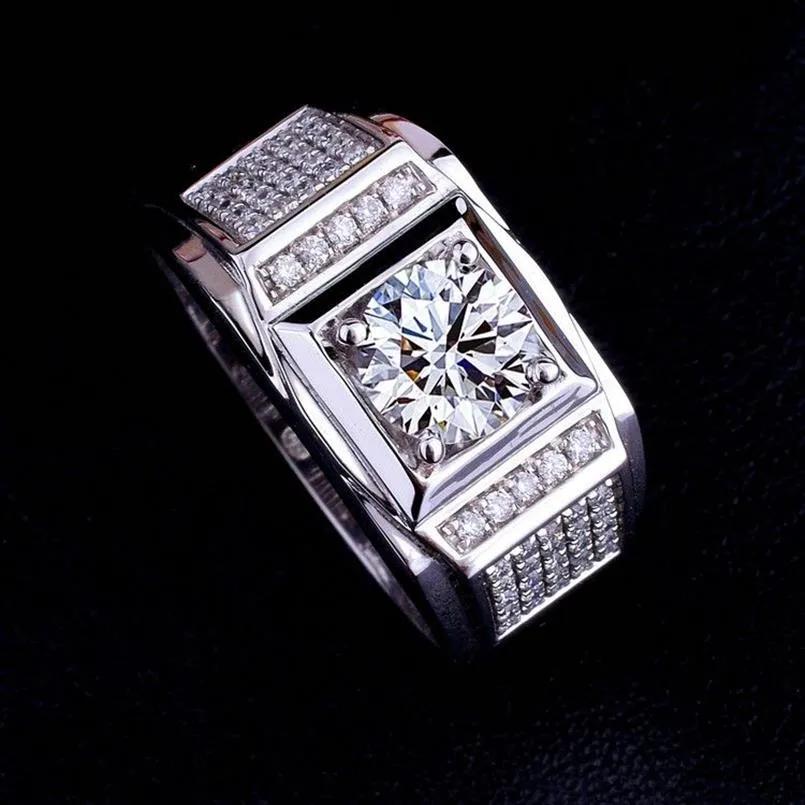 Tamanho 8-13 inteiramente nova moda masculina joias 10kt ouro branco preenchido topázio simulado diamante pedras preciosas anéis de banda de casamento para c2281