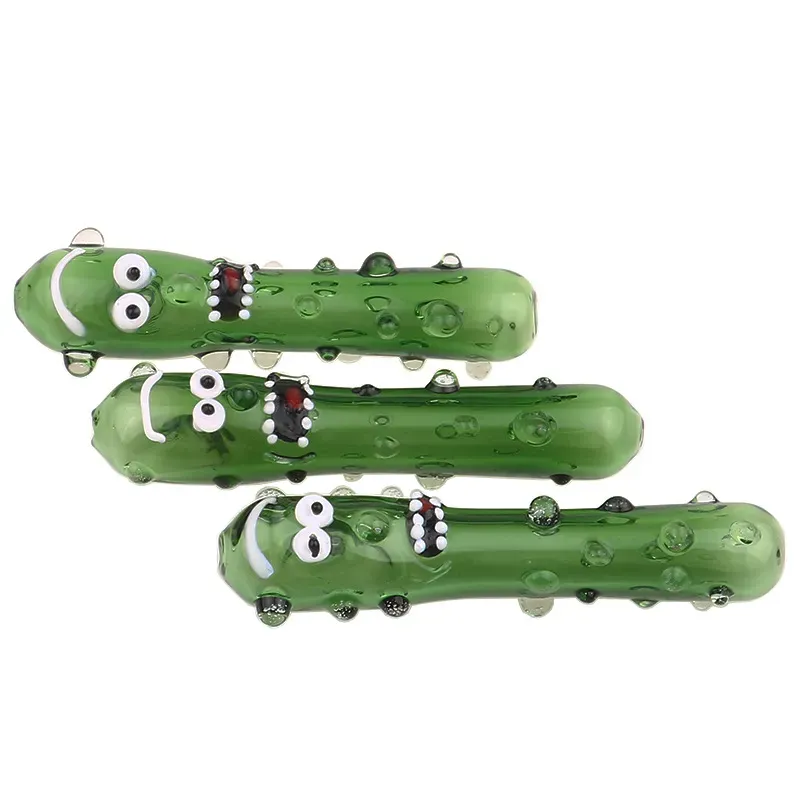 Glass Funny Pickle Pipe Cucumber Heady Hand Pyrex Spoon Cute Water Tobacco Green Bubbler Smoking Pipes Accessories Christmas Gift