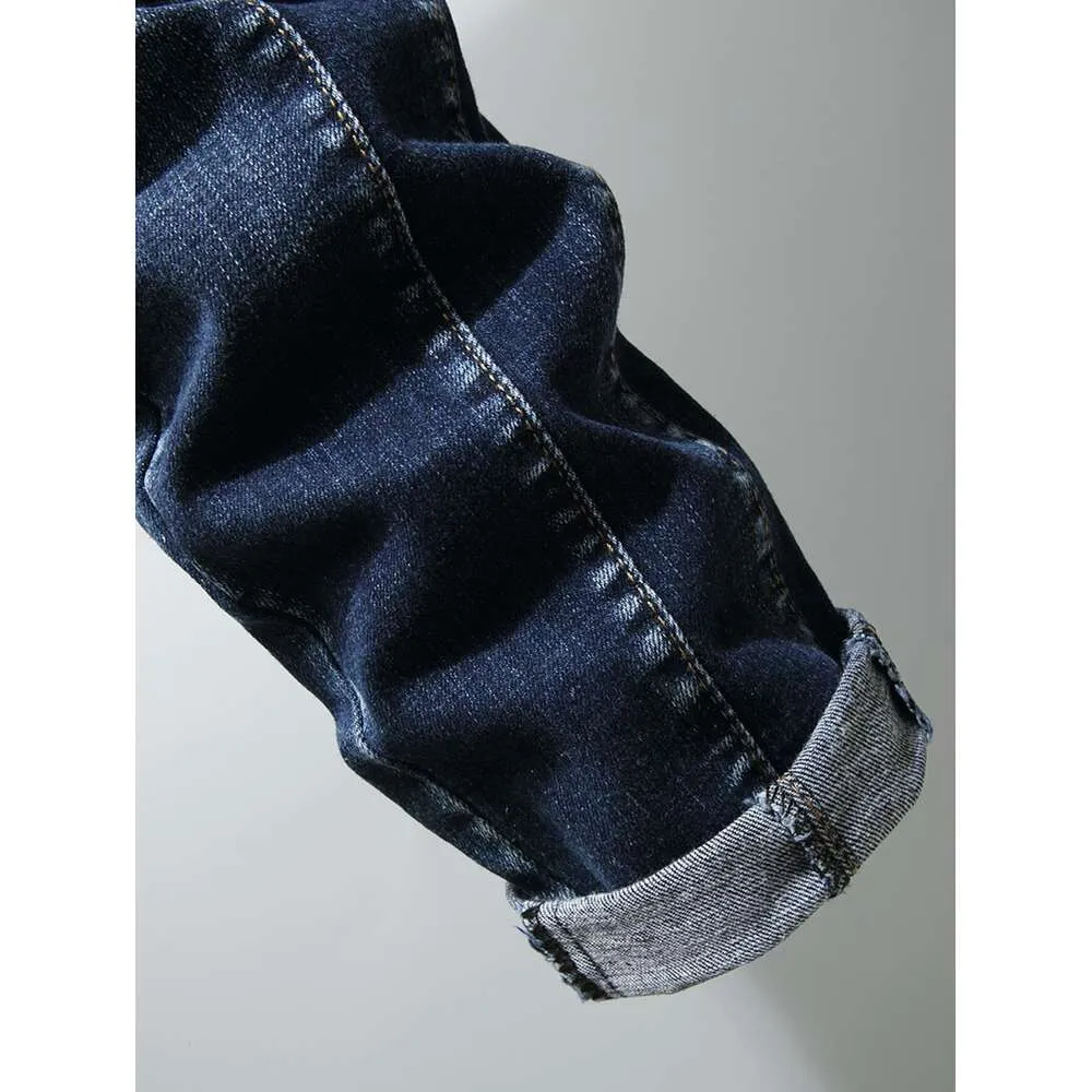 Nya fashionabla jeans affärsmode rakt vanliga blå denim byxor klassiska män plus storlek stretch jeans