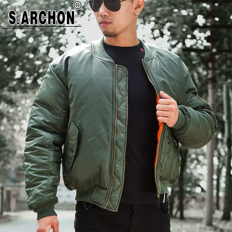 MA1 MĘŻCZYZN Winte Wojsko Wojskowy lot taktyczny Bomber Jacket Army Air Force Fly Pilot Motorcycle Down Płaszcz 231227