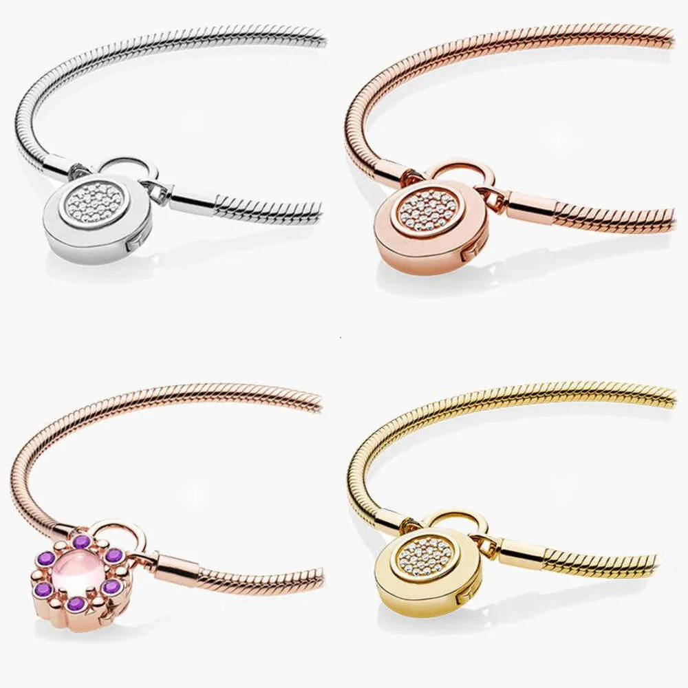 Pulsera Pandora Diseñador para mujer Calidad original Pulseras con dijes Joyería Cuentas de plata Pulsera de tendencia versátil de oro rosa