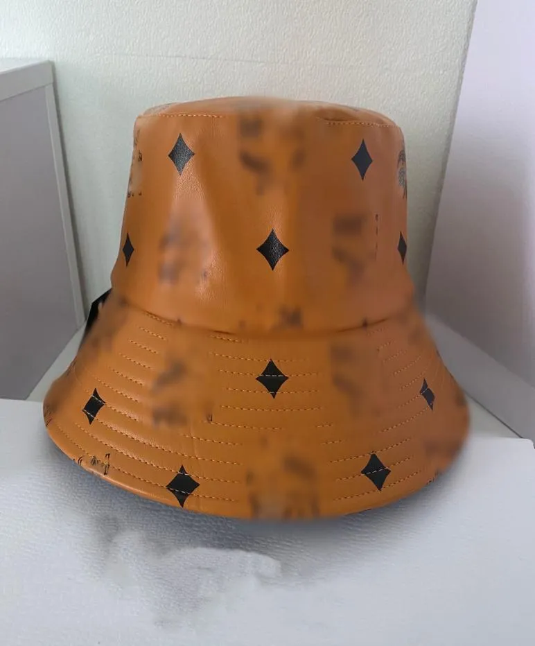 Brown Men Designer Bucket kapelusz litera drukowana Hip Hop skórzane męże projektanci słoneczne kapelusze wysokiej jakości moda luksusowa cap6414745