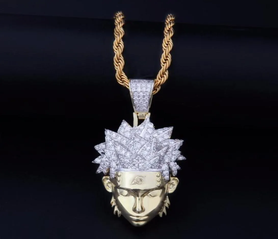 Hip Hop Voll AAA CZ Zirkon Bling Iced Out Cartoon Uzumaki Anhänger Halskette für Männer Rapper Schmuck Gold Farbe Geschenk 2010146272987