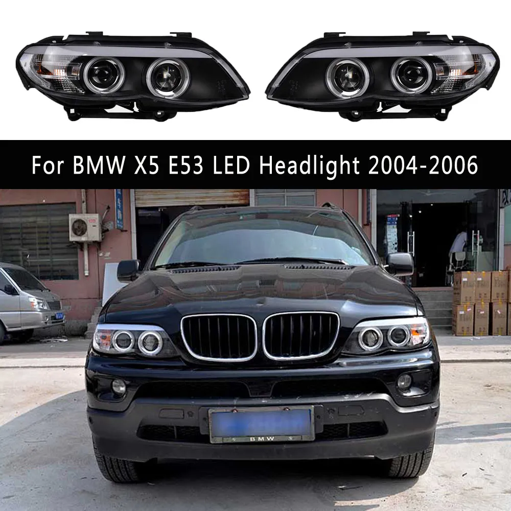 DRL DAYTIME RUNNING LIGHT FRONT LAMP för BMW X5 E53 LED-strålkastare 04-06 Streamer Turn Signal Indicator High Beam Angel Eye Projector Lens