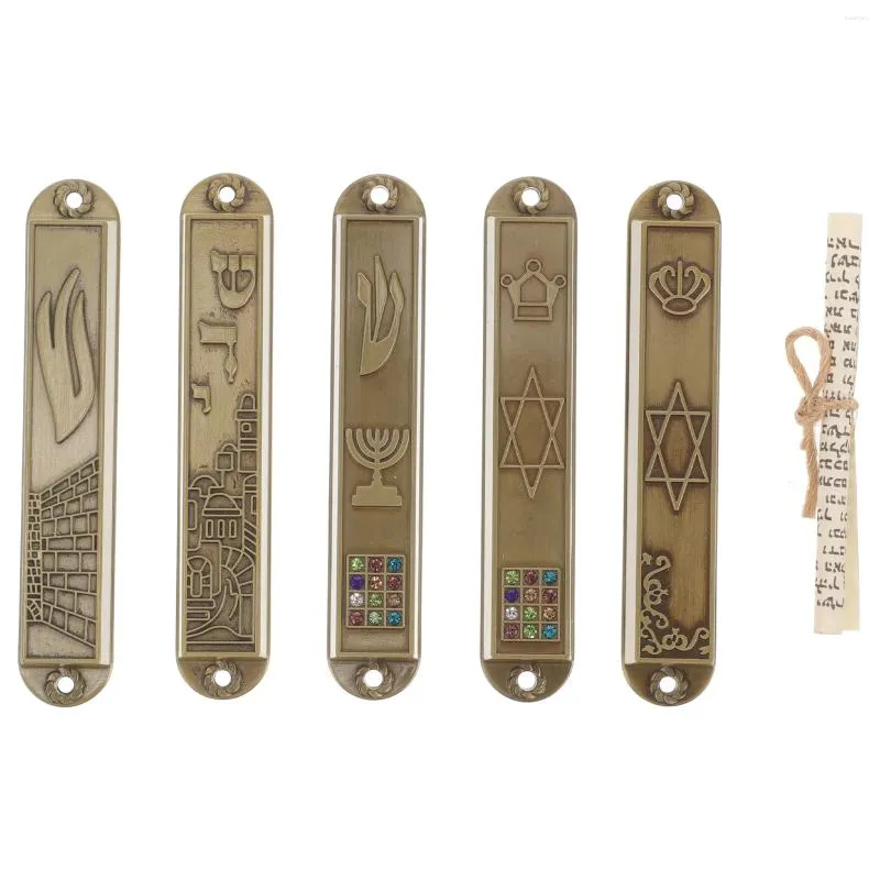 TERANTE 5 PC Porta Scorri Sacra Pilastro L'Office Decor Home Ornament Catholic Mezuzah 10 cm Metal Giuda Decoro