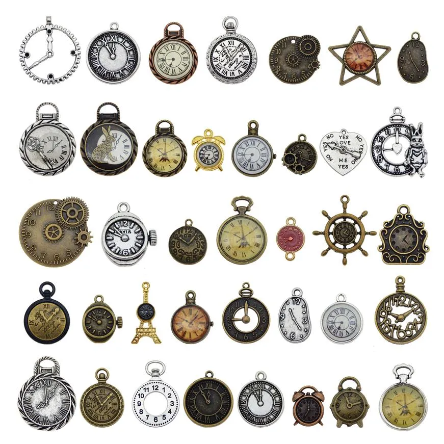 30pcs losowy zegarek zegarowy Zegarek twarzy Zaklęcia Uroku Naszyjnik Znalezienie biżuterii Making Steampunk DIY Accessory186g