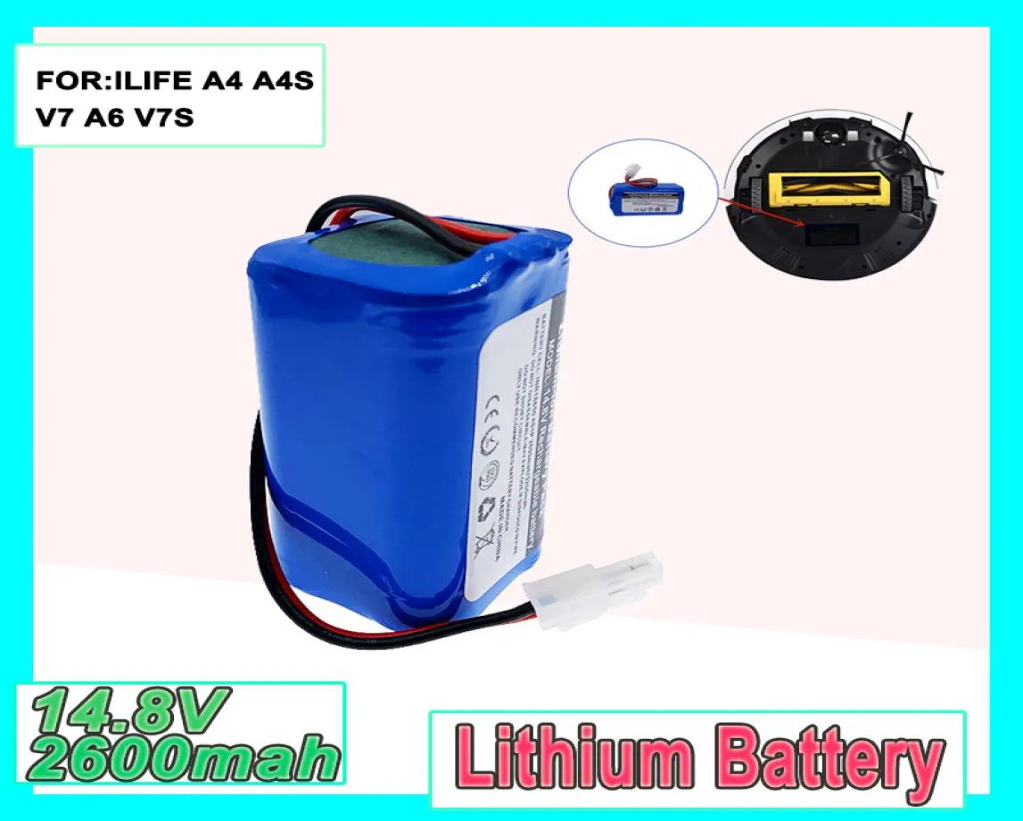 100個のオリジナル148V 2600MAH 3200MAHバッテリーパックLiイオン充電可能ILIFE A4 A4S A6 V7Sプラスロボットバキュームクリーナー8924954