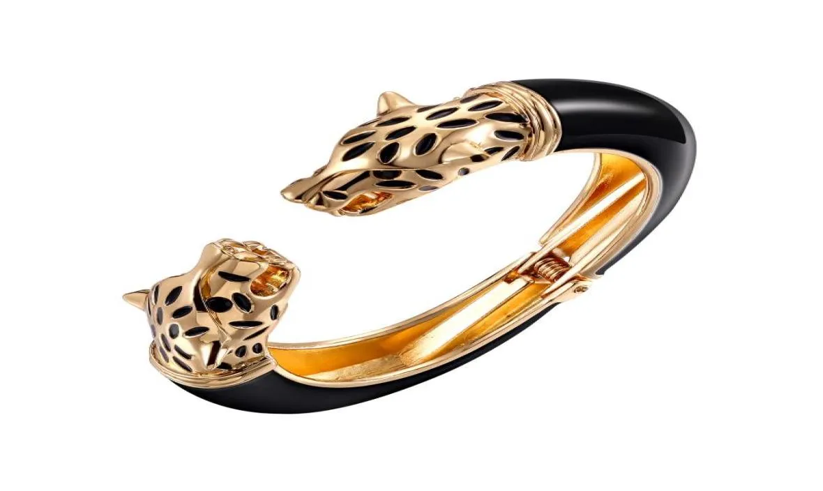 Bangle Leopard Panther Women Animal Bracelets Jaguar Cuff Jewelry Femme Multicolor Crystal Resin Gold Party Gift Pulseras2418172