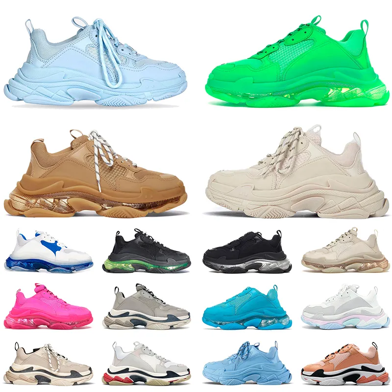 triple s sneaker uomini donne scarpe firmate di alta qualità scarpe bianche nere beige verde acqua allevatori da uomo rosa rosa posa chiara piattaforma di suola da tennis vecchia scarpa casual