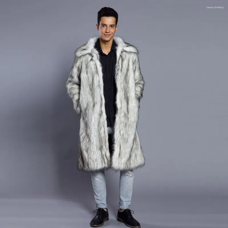 Mannen Jassen 2023 Heren Kunstmatige Bontjas Noord Winter Faux Uitloper Windjack Mannen Punk Parka Homme Warme Overjassen