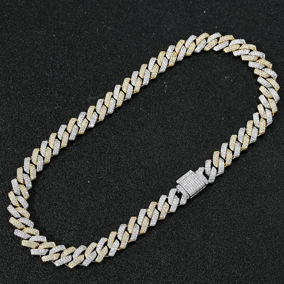 Collar de hip hop de moda Pulsera de diseñador de hombres de 14 mm Collares de cadena de enlace cubano 16 18 20 22 22 pulgadas Diamante de rapero Doble Col306H