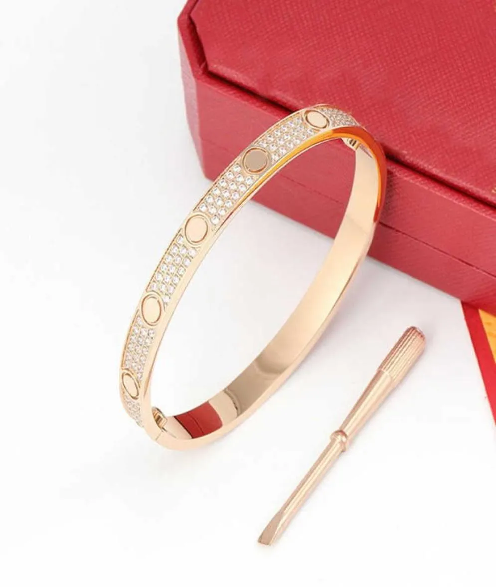 Mode nagelarmband skruv silver guld armband kärlek femme designer smycken de luxe kvinnor mens diamant manschett med damm väska8284202