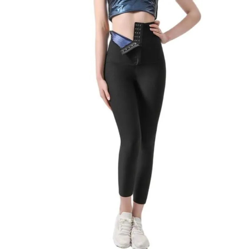 Pantaloni da yoga per la vita da ginnastica Pantaloni da sauna per il sudore Body Shaper Alta compressione dimagrante Allenamento Fitness Collant per esercizi Capris8376396