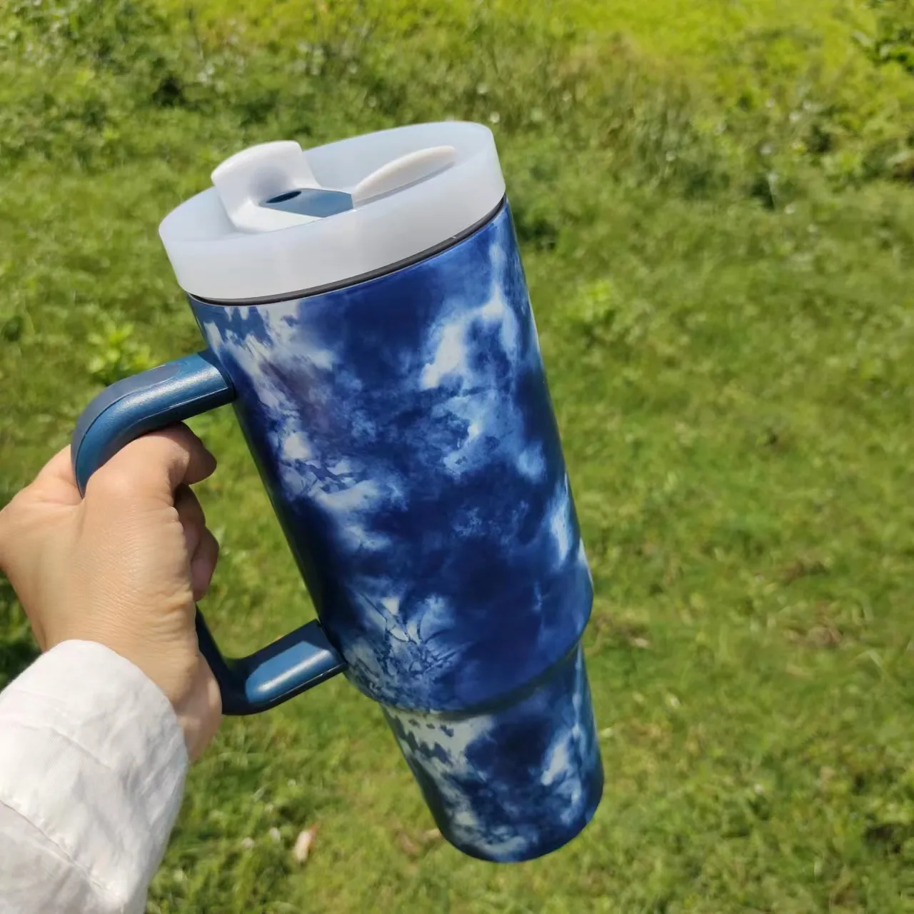 40oz beker designer bekers nieuw ontwerp roestvrij staal met logo handvat deksel stro biermok waterfles buiten camping beker