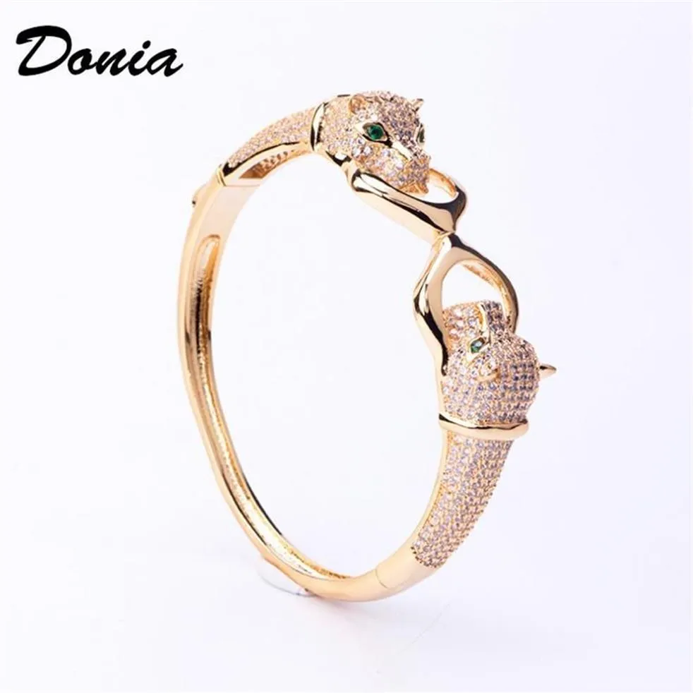 Bangle Donia Jewelry Personality Domineering Double-headed Leopard Bracelet Micro-inlaid Zircon Animal Jewelry1234H