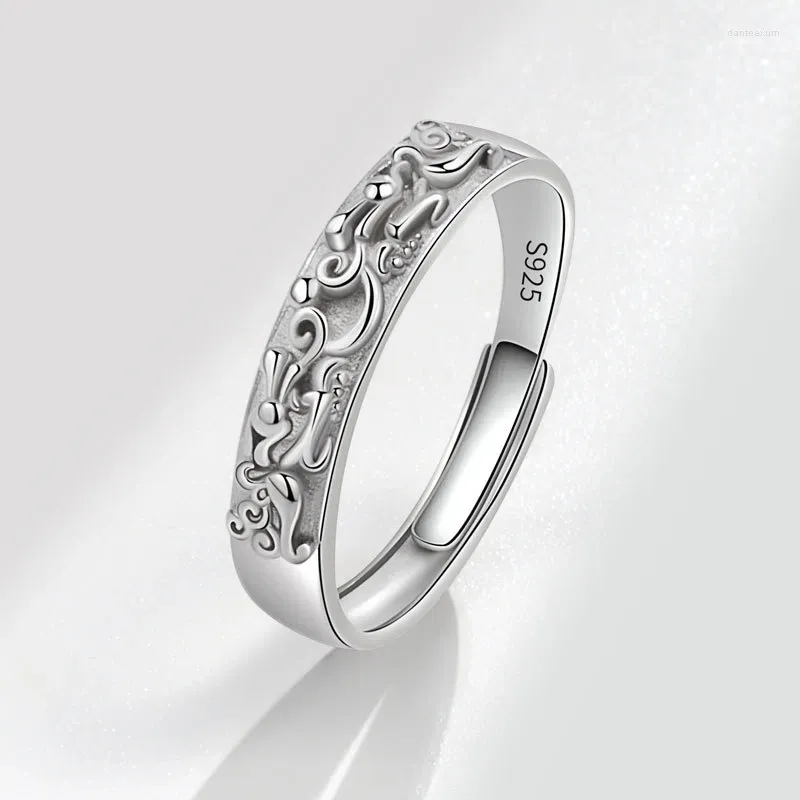 Rings cluster nbnb retro argento in cinese fortunato dio ricco bestia anello regolabile per donne che aprono gioielli per le dita della festa