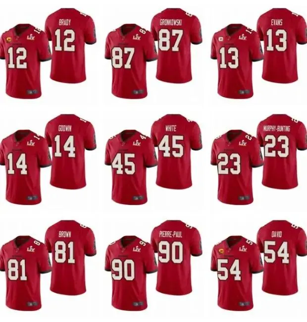 Tops Jersey 12 Tom''brady 87 Rob''gronkowski 13 E 14 Godwin Tampa''bay''buccaneers''super''bowl Heren Rood Limited Voetbal