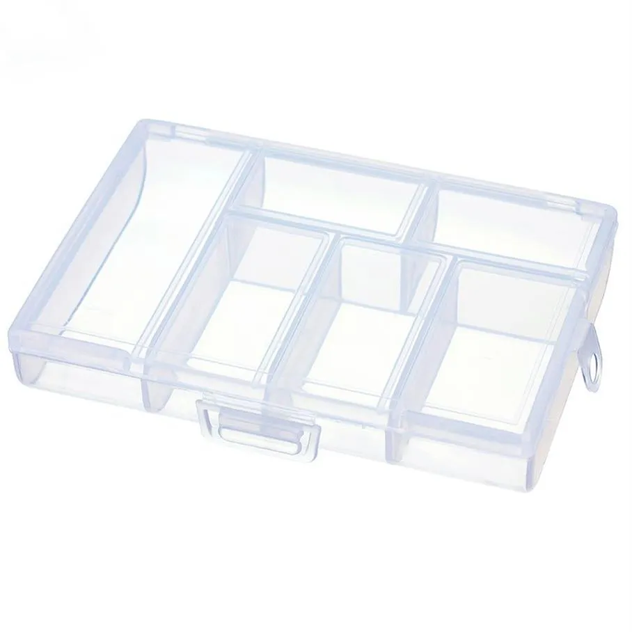 Plastik 6 Slots Schmuck Werkzeugkasten Organizer Lagerung Perlen Schmuckschachtel Neue Mode -Plastikverpackung Geschenkohrring253m