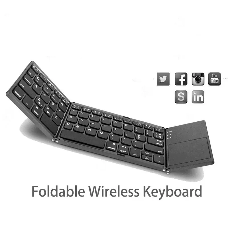 Clavier sans fil pliable, pavé tactile Ultra mince, Bluetooth, Rechargeable, pliable, pour tablette et ordinateur portable, 231228