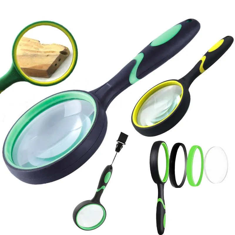 Magnifying Class Frame Colorful Rubber Frame Magnifying Glass - Handheld Reader, Anti-Fall ...