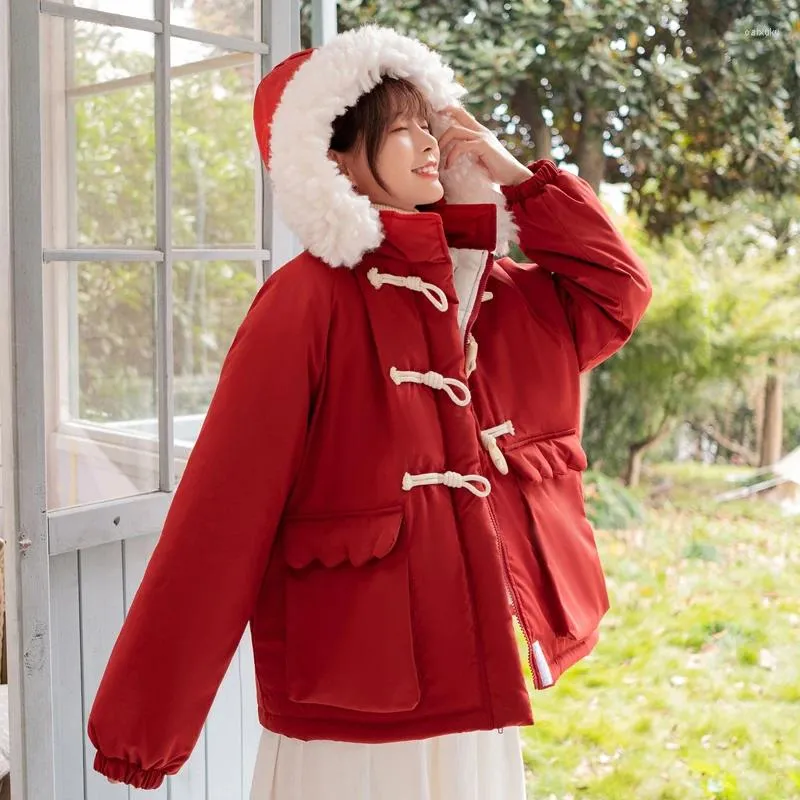 女性用トレンチコートHSTAR冬コットンライナーフード付きパーカー厚い袖ホーンブトンコート女性ソリッドビッグポケットアウターウェア